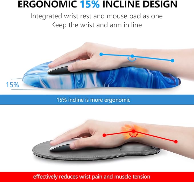 Mouse Pad Wrist Support, Laokiiy 2 in1 Keyboard Wrist Rest+ Ergonomic Mouse Pad - Image 2
