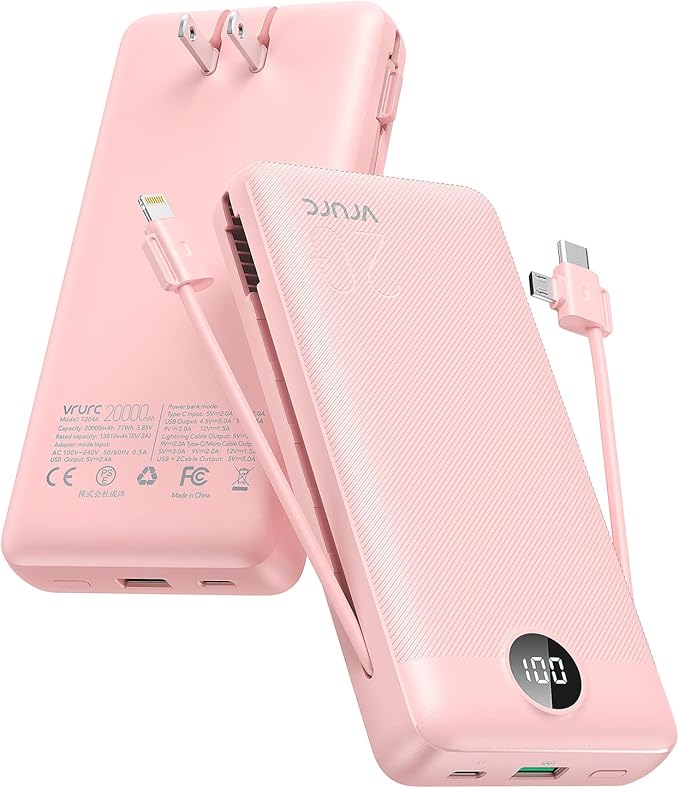 VRURC Portable Charger 20000mAh, Fast Charging Power Bank USB C, 4 Output 2 by Home