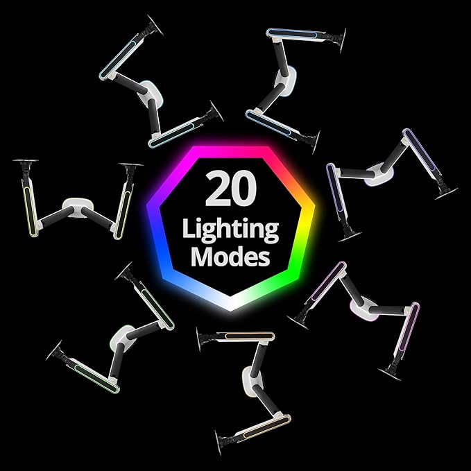 AVLT Dual 27”-43” RGB Gaming Monitor Arm Desk Mount Built-in 20 Lighting Modes - Image 7