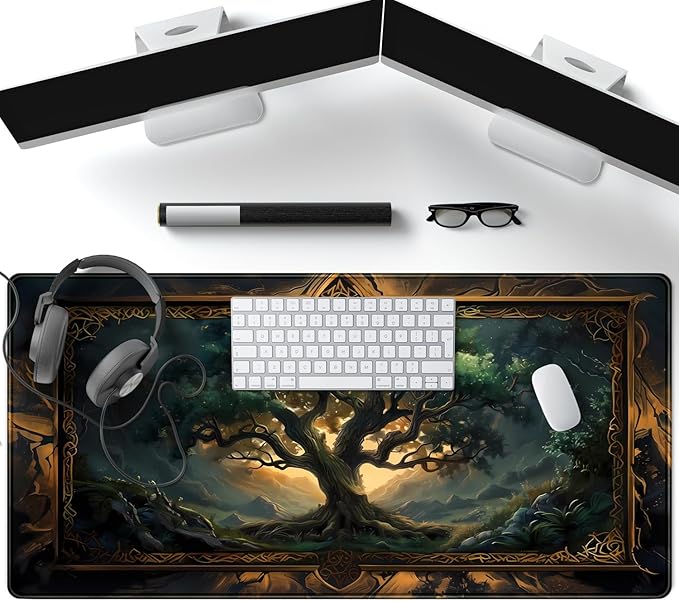 Mystical Green Tree Large Gaming Mouse Pad Forest Tree of Life Deskpad Mat XXL - Image 4