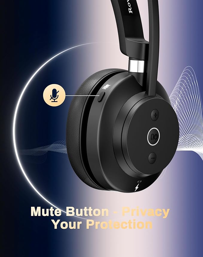 Wireless Headset with Mic for Work-Bluetooth Over Ear Headphones with Microphone - Image 4
