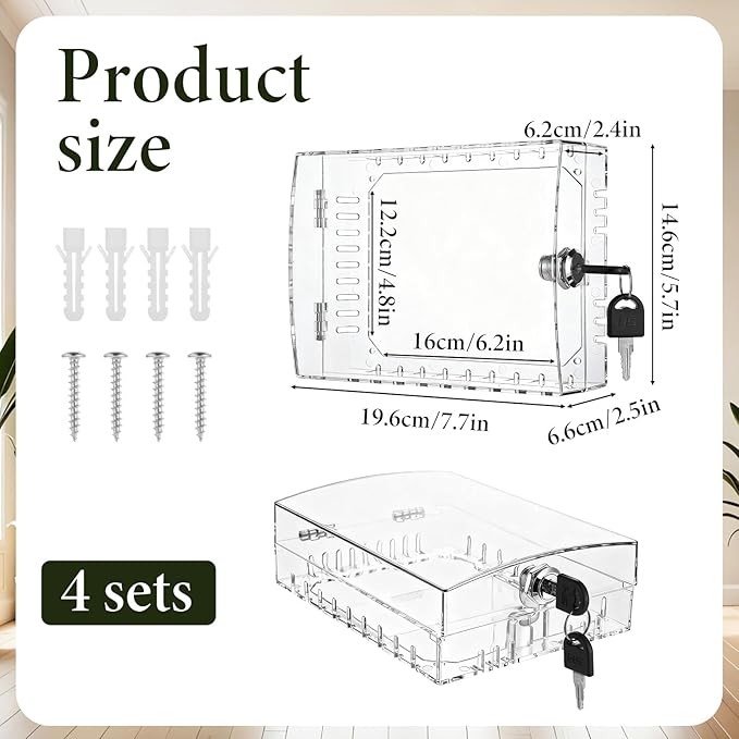 4 PCS Thermostat Lock Box with Key, Universal Thermostat Covers with Locks - Image 2