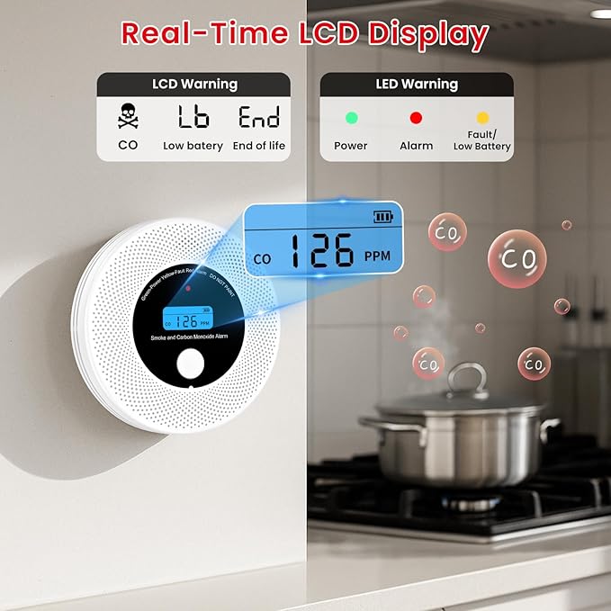 Alertlink 2-in-1 Smoke and Carbon Monoxide Detector Alarm, - Image 4