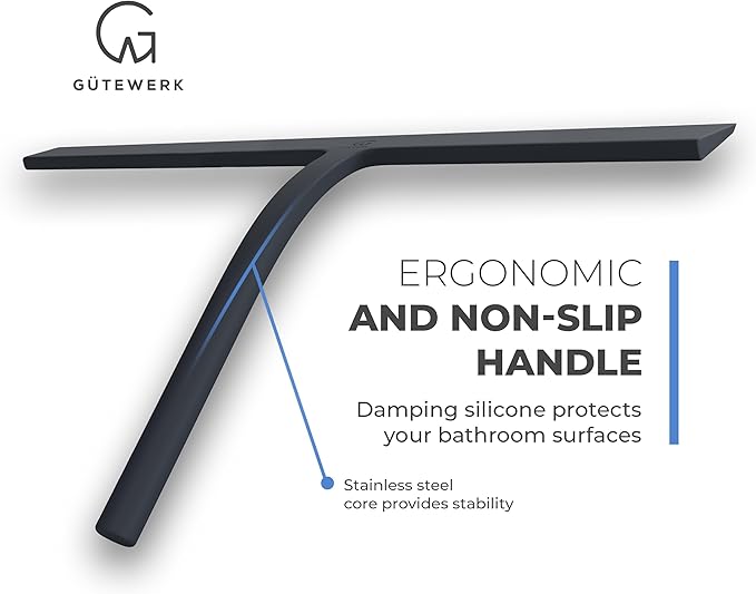 GÜTEWERK Shower Squeegee for Glass Doors, Silicone Window Squeegee, Bathroom - Image 2