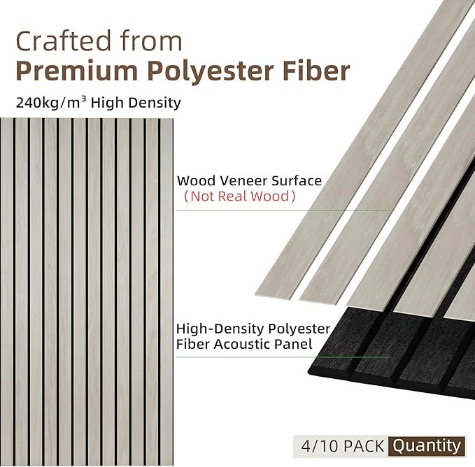 TO-TH Wood-Look Acoustic Wall Panels, 10 Pack 47.2” x 23.6” Sound Panels - Image 2