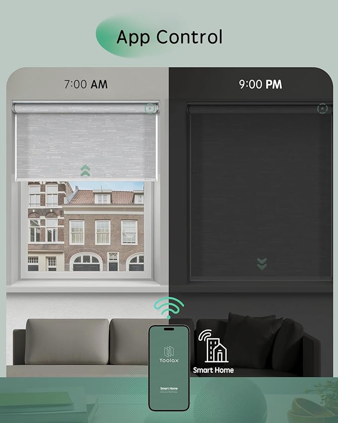 Yoolax Motorized Blinds App Control, Light Filtering Motorized Shades - Image 3