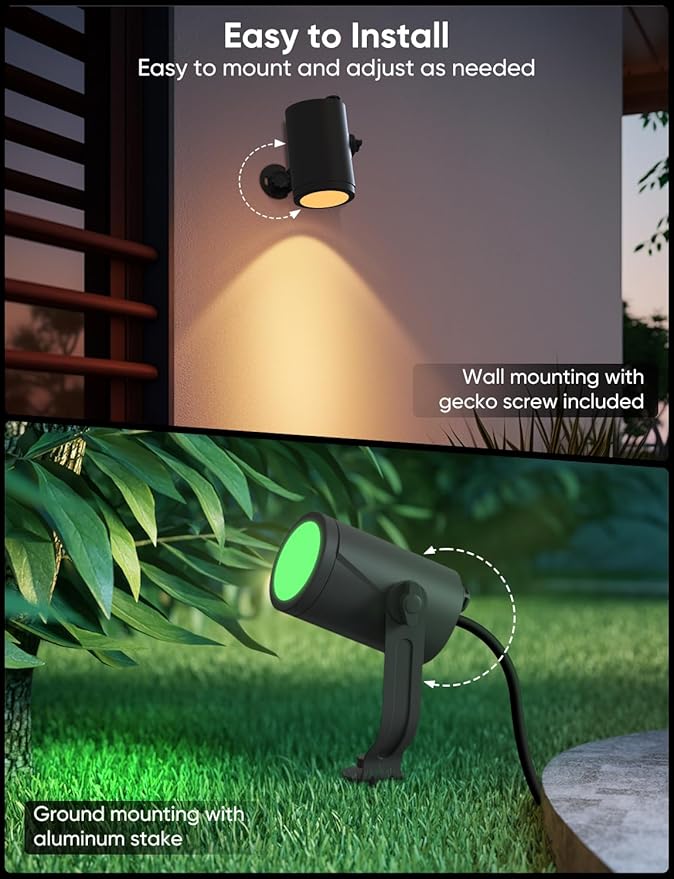 APPECK Smart Outdoor Spot Lights 24W, RGBCW Color Changing Landscape Lights 4 - Image 8