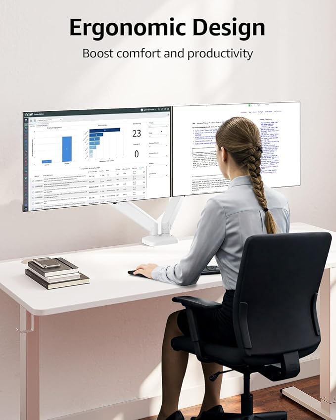 MOUNTUP Dual Monitor Stand for Desk, Monitor Arms for 2 Monitors Max 32 Inches - Image 8