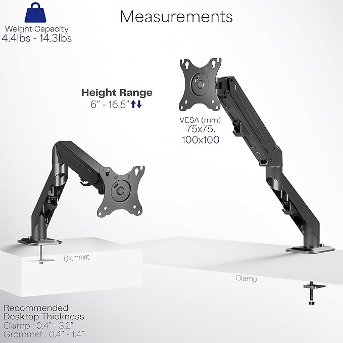 VIVO Heavy Duty Single Monitor Tension Arm - Image 4