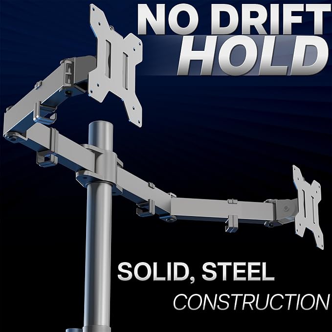 VIVO Dual Monitor Desk Mount, Heavy Duty Fully Adjustable Steel Stand, Holds 2 - Image 8
