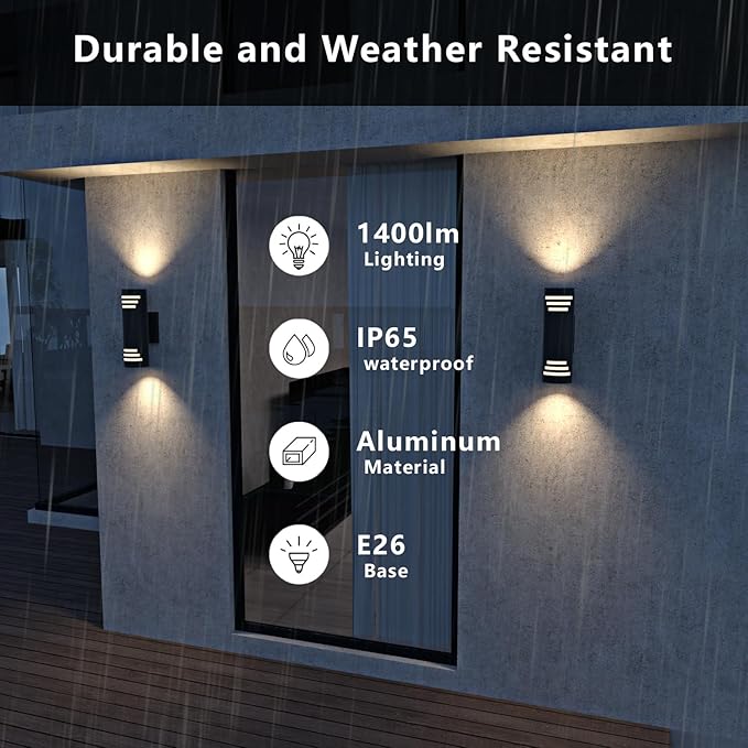 rosykite Dusk to Dawn Porch Lights Outdoor 2 Pack, Modern Exterior Lighting - Image 4