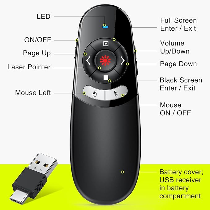 2 in 1 USB Type C Presentation Clicker Air Mouse - Image 7