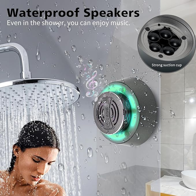 Okjew Bluetooth Shower Speaker, IP67 Waterproof Wireless Speaker - Image 3