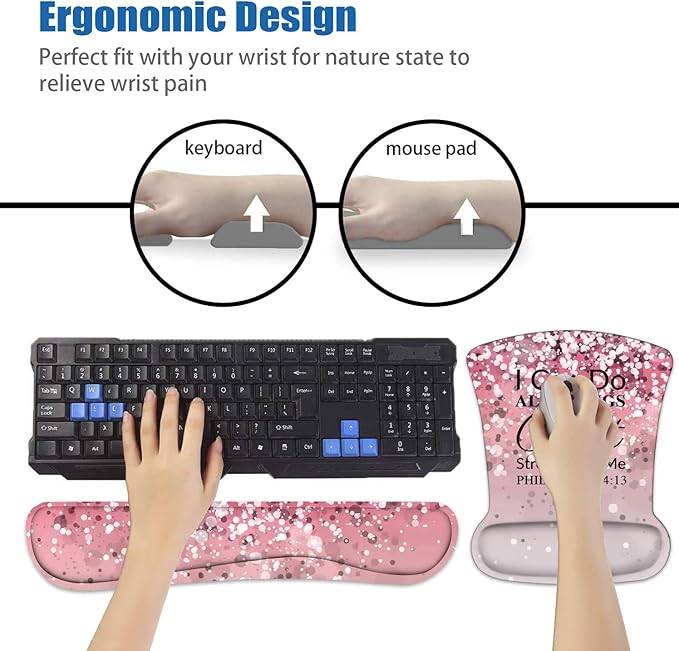 Ergonomic Mouse Pad Wrist Support and Keyboard Wrist Rest Set - Image 7