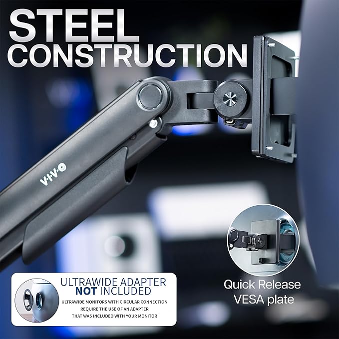 VIVO Heavy Duty Aluminum Ultrawide Monitor Tension Arm - Image 6