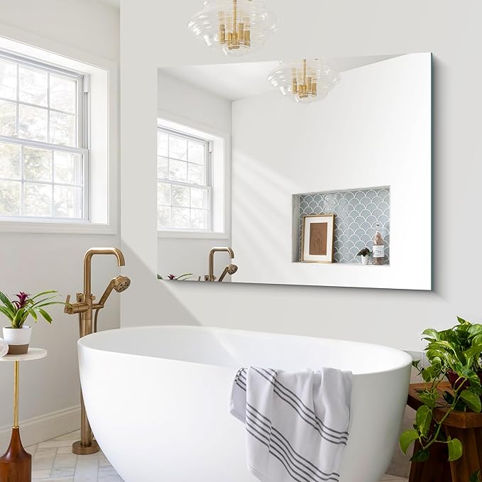 CILIBER Frameless Mirror, 40x48 Inch Large Bathroom Mirrors - Image 7