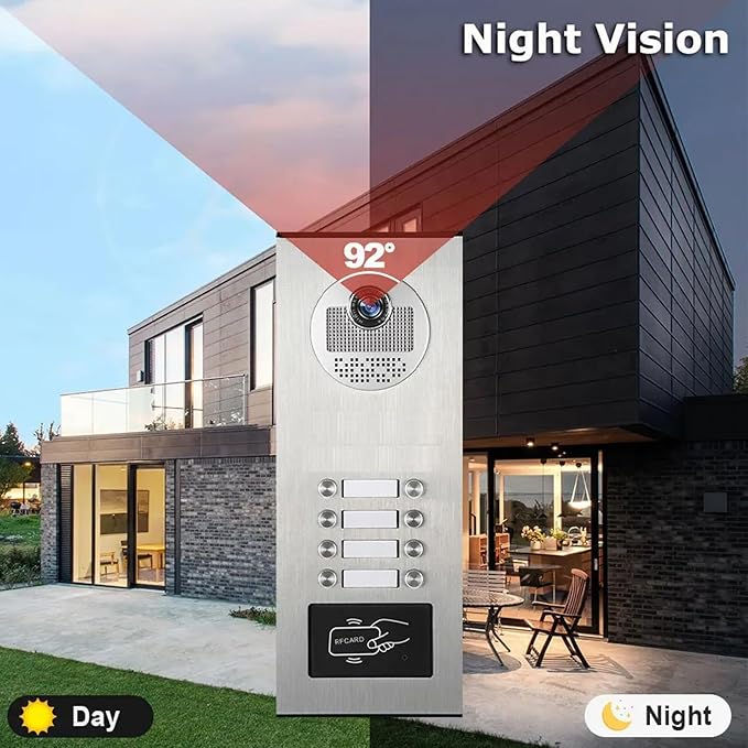 Wired Apartment Video Intercom System, 1080P HD Video Doorbell, Compatible - Image 7