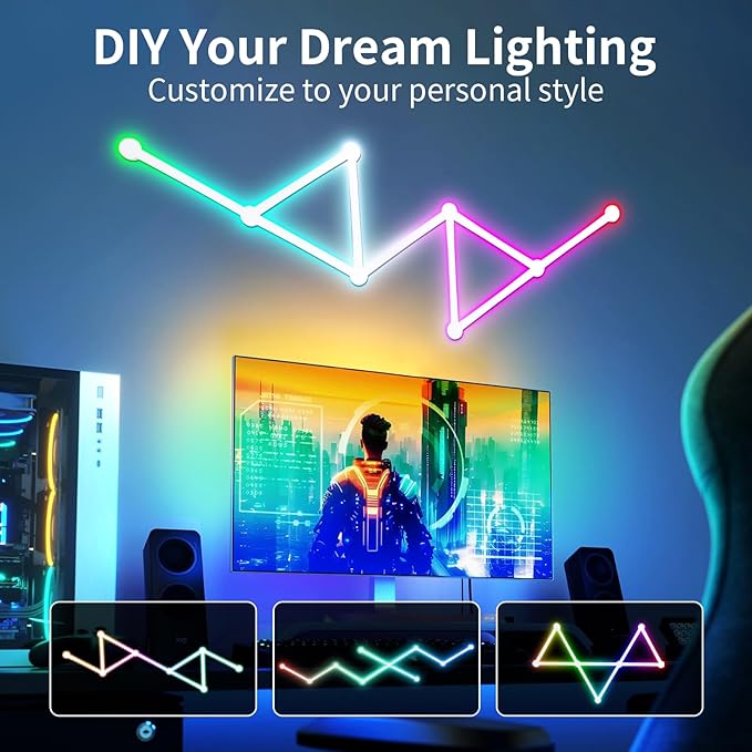 Phylosal Smart WiFi LED Wall Lights, 16M+ Color Dimmable Gaming Light Works - Image 7