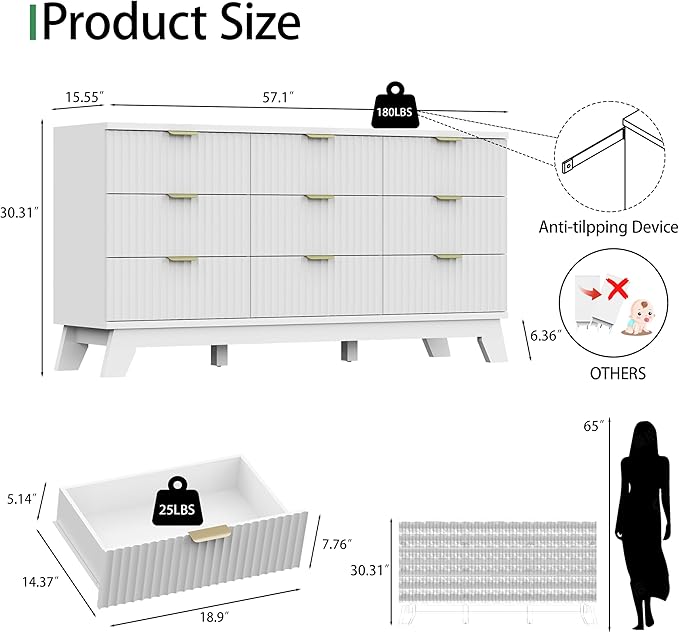 Xixini Fluted Dresser for Bedroom - Image 2