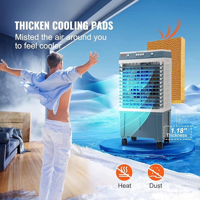 VEVOR Evaporative Air Cooler, 100W 1400CFM Swamp Cooler - Image 3