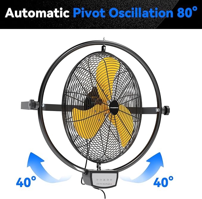 20 IN 5500 CFM Remote Control Wall Mount Fan, 3 Speed High Velocity Wall Fan - Image 5
