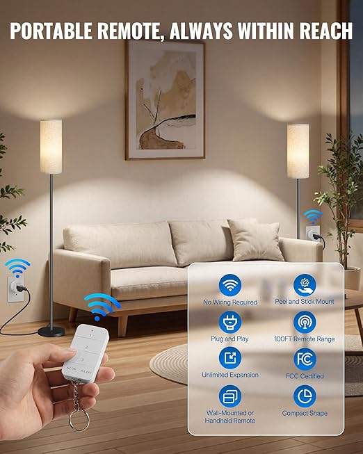 Remote Control Outlet, WILAWELS Wireless Light Switch - Image 5