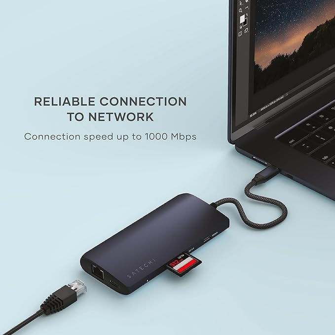 Satechi 8 in 1 USB C Hub Multiport Adapter V3, 8K HDMI, 100W Charging, 4 USB - Image 6