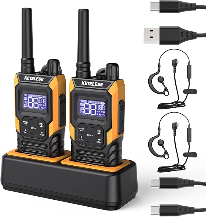KETELESE T4 Walkie Talkie IP67 Waterproof, Type-C Rechargable Two Way Radio by KETELESE
