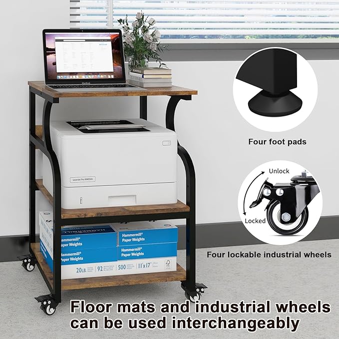 Natwind Large 3-Tier Rolling Printer Cart - Image 6