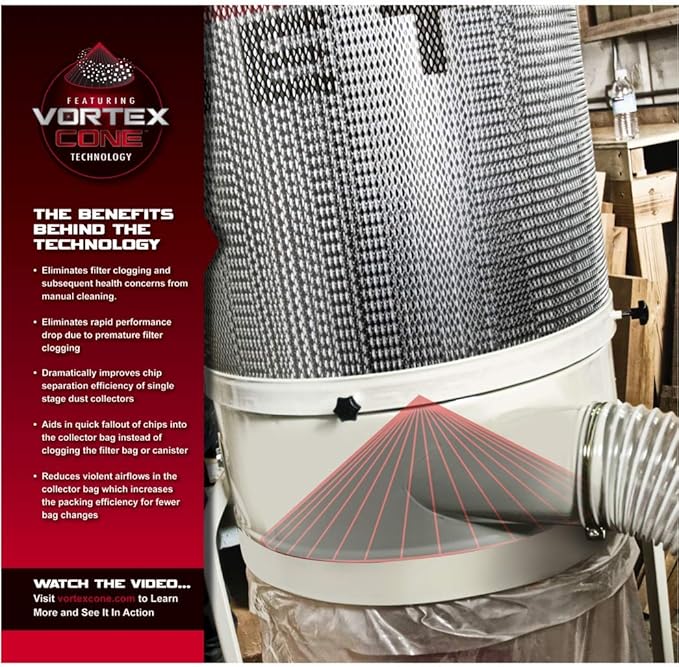 JET Vortex Cone Dust Collector, 2-Micron Canister Filter, 2 HP, 230V 1Ph - Image 3