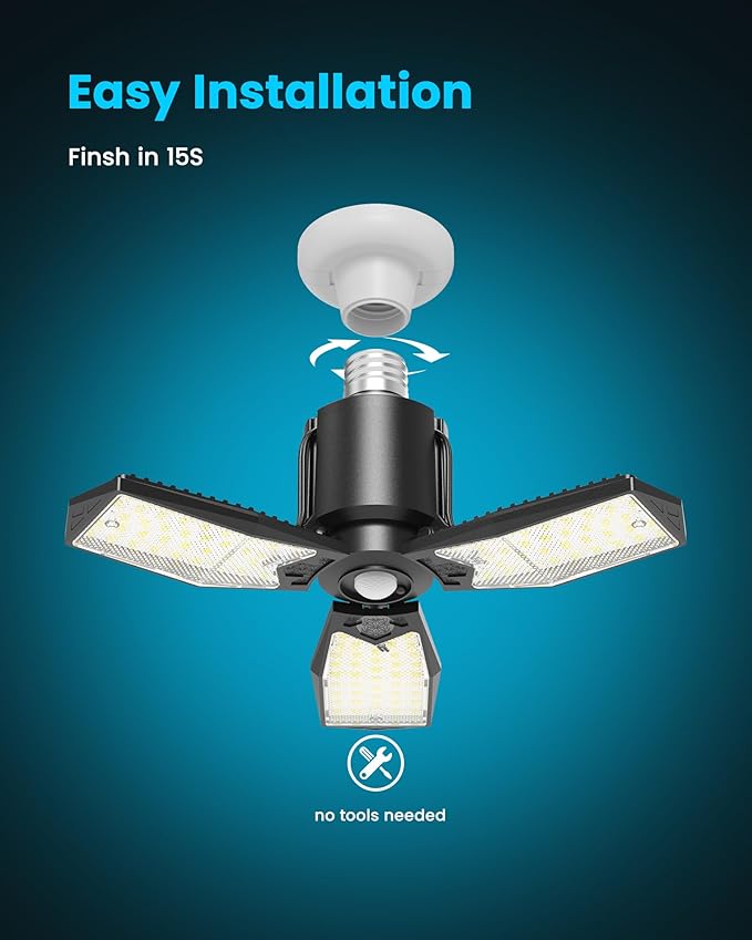 Kryoza Motion Sensor Garage Lights 8000LM, Deformable Motion Activated LED - Image 8