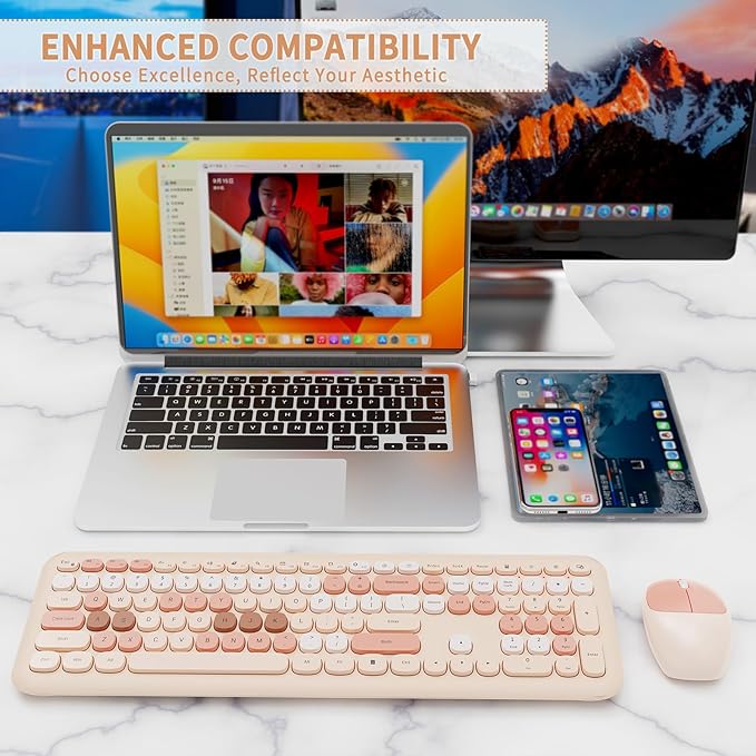 Nowlike Wireless Keyboard and Mouse Combo, Retro Typewriter Keyboard - Image 7