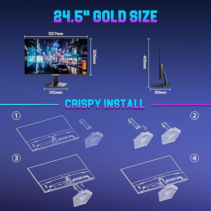 SANSUI Gaming Monitor, 24.5" 300hz 240hz FHD 1080P 1ms FPS PC Monitor Gaming - Image 9