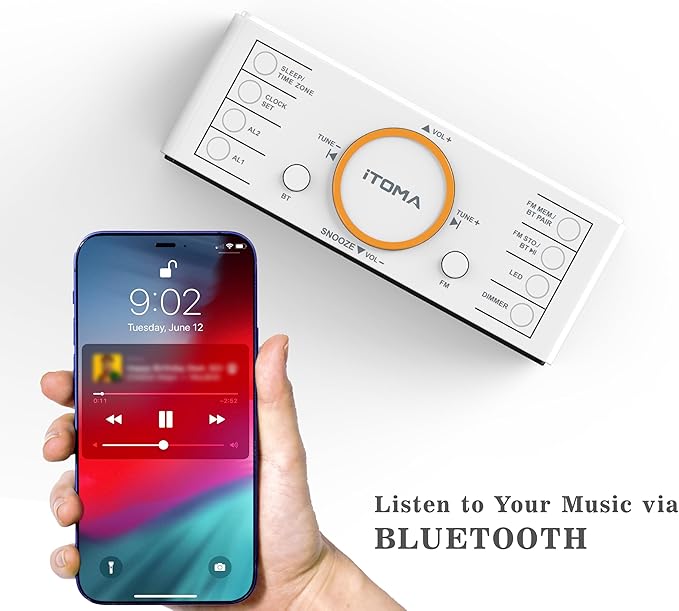 iTOMA Alarm Clock Radio, 1.4" White LED Display Clock - Image 6