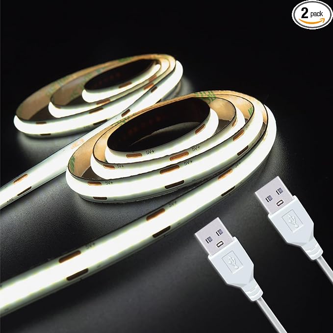 UVTaoYuan LED Strip Lights Set of 2 Pack 3.28FT COB Light Strips USB 5V 6500K by UVTaoYuan