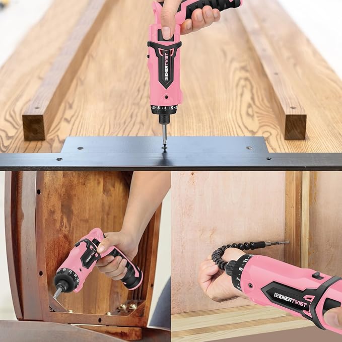 Enertwist Electric Screwdriver, 8V Max 10Nm Pink Cordless Screwdriver - Image 7