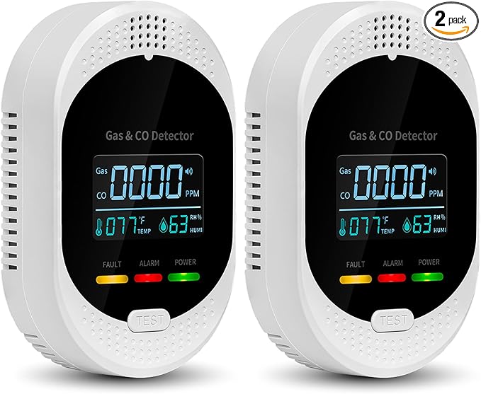 2PCS 4-in-1 Carbon Monoxide & Natural Gas Detectors by Unknown