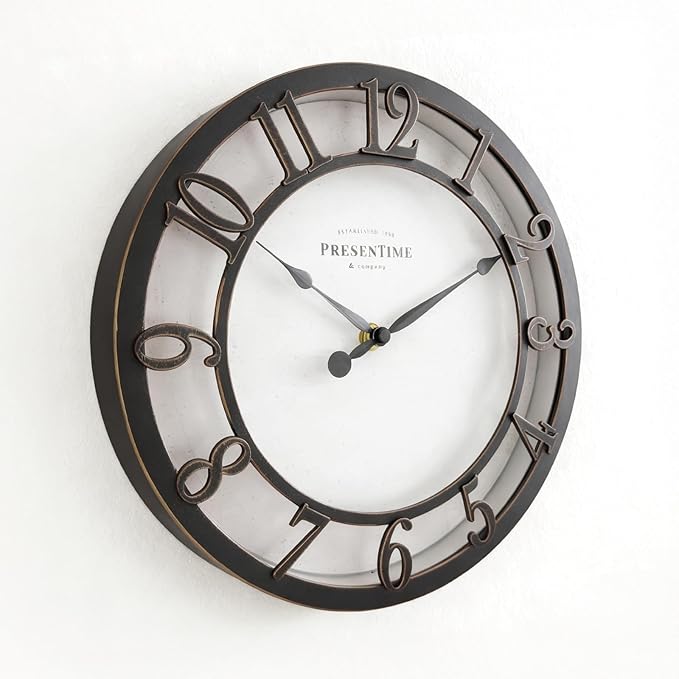 Presentime & Co 10" Farmhouse Series Wall Clock, Vintage Style, Retro Clock - Image 3