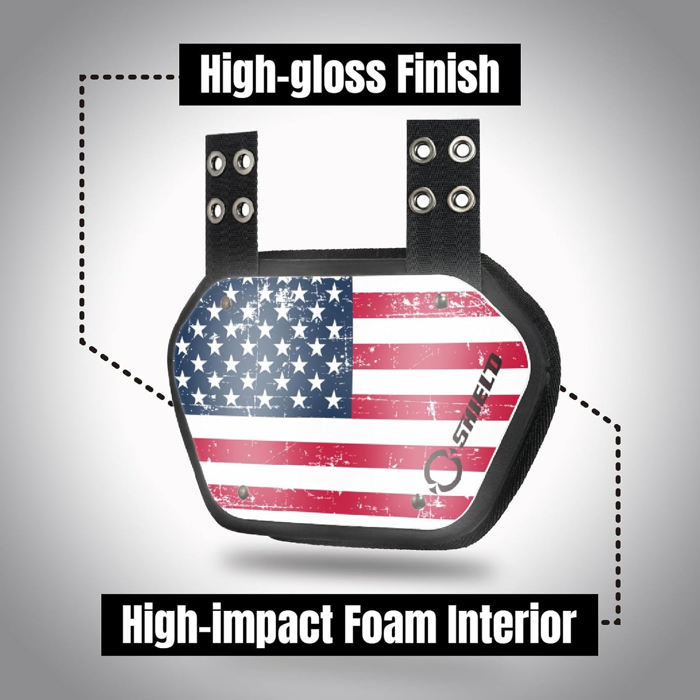 Football Backplate for Shoulder Pads, Flag Designs