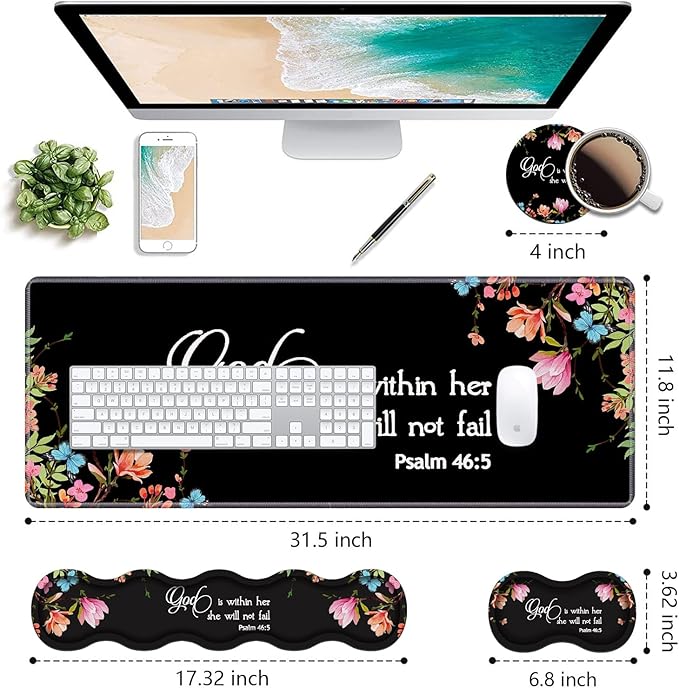 Ergonomic Keyboard Wrist Rest & Mouse Pad Wrist Rest Set, Large Gaming Desk Mat - Image 2