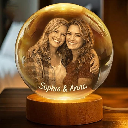 Herihues Personalized 3D Photo Crystal Ball, Custom Engraved Picture Lamp by Herihues