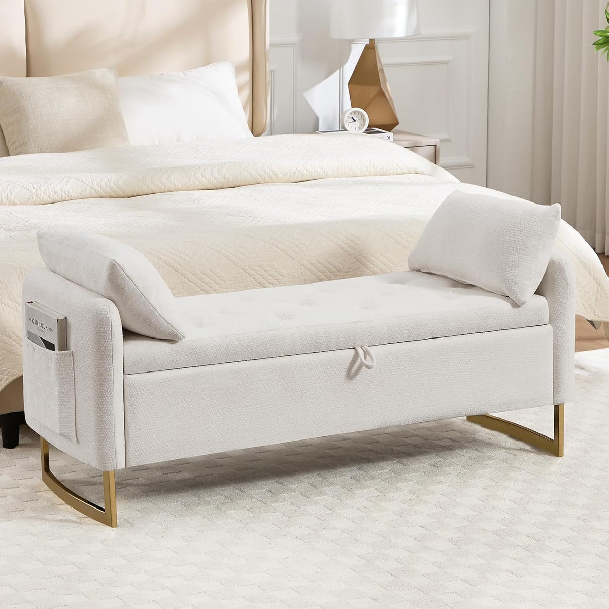48" end of bed bench, modern storage bench, main product view