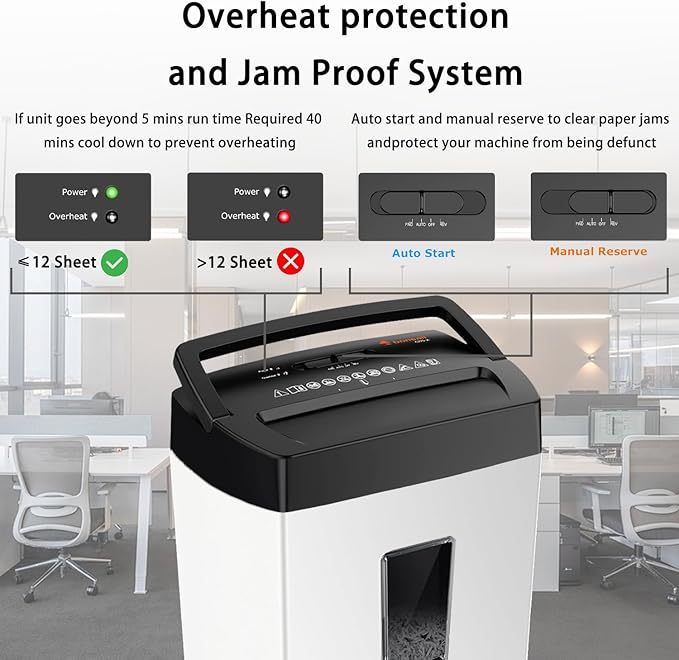 Bonsaii 12-Sheet Cross-Cut Paper Shredder, P-4 Security, Credit Card & Document - Image 4