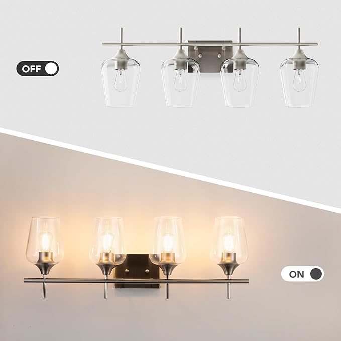 VONLUCE Bathroom Vanity Light, 4 Light Bathroom Light Fixture Over Mirror - Image 3