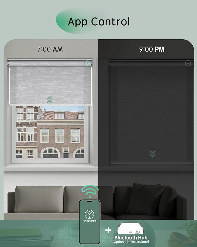 Yoolax Motorized Blinds App Control, Light Filtering Motorized Shades - Image 4