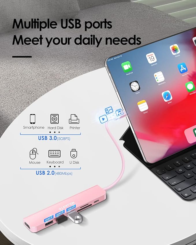 LENTION USB C Hub with 100W Charging, 4K HDMI, Dual Card Reader, USB 3.0 & 2.0 - Image 4