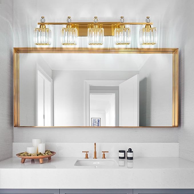 FDPBY Vanity Lights 5-Light Modern Crystal Vanity Light Gold Bathroom Light - Image 6