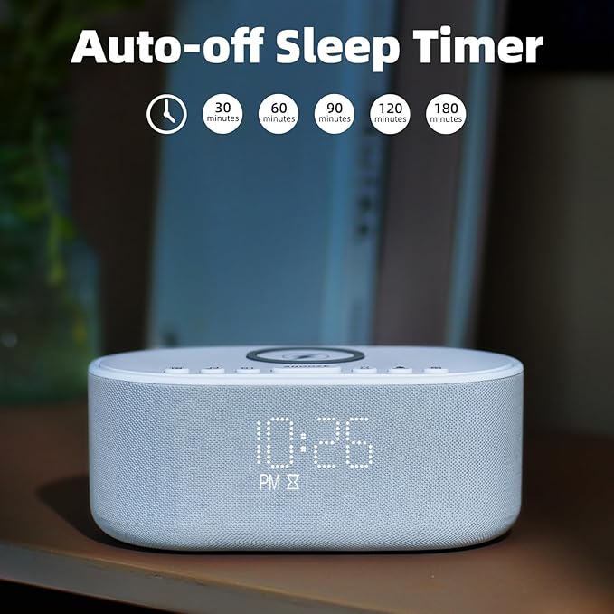 Sound Machine Alarm Clock Wireless Charger: Bluetooth 10W Stereo Sound Speaker - Image 9