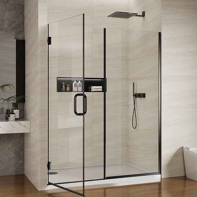 Pivot Swing Shower Door, Adjustable Width 58.9-60" W x 74" H Semi-Frameless - Image 2