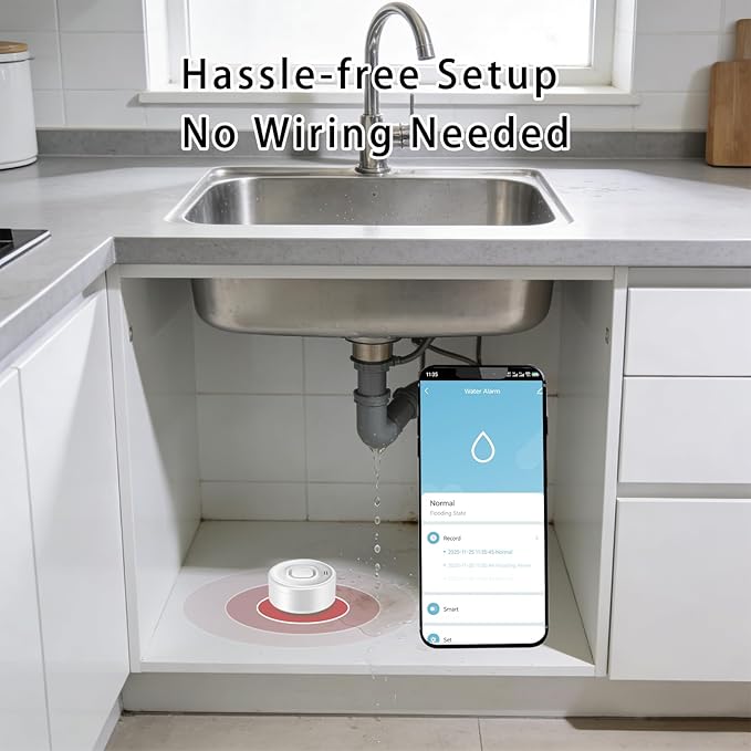 100dB Loud Wireless Water Leak Detector, WiFi Water Leak Sensor - Image 6